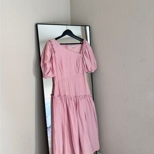 Moon River Pink Dress with Puff Sleeves